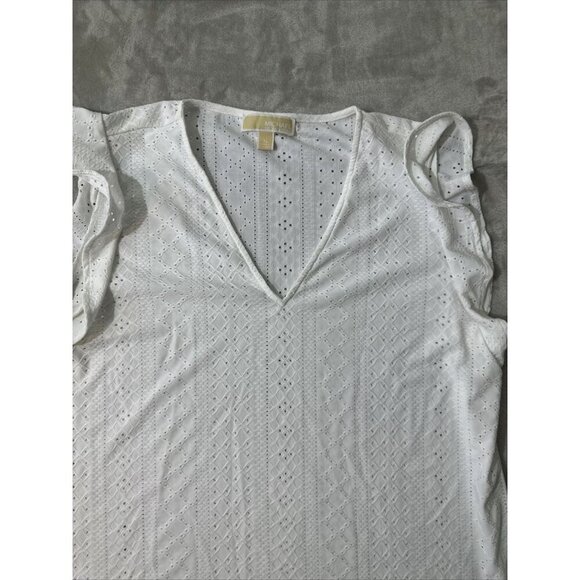 Women’s Michael Kors Blouse White V-Neck Size Xl - Picture 4 of 13